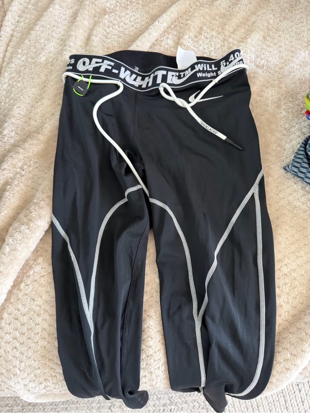 Off-White Black Leggings with White Trim